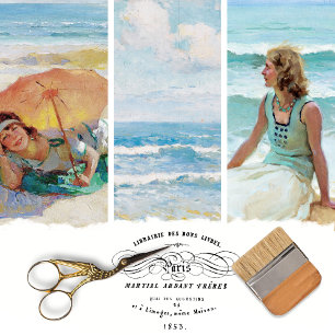 Vintage Woman Beach Decoupage Wrapping Paper