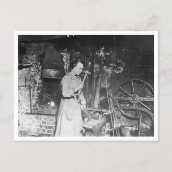 Vintage Woman Blacksmith Working 1920 Postcard by SayWhatYouLike at Zazzle
