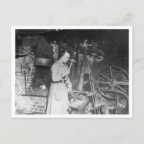 Vintage Woman Blacksmith Working 1920 Postcard