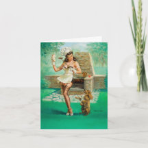 Vintage "Woman Cooking Out" Note Card