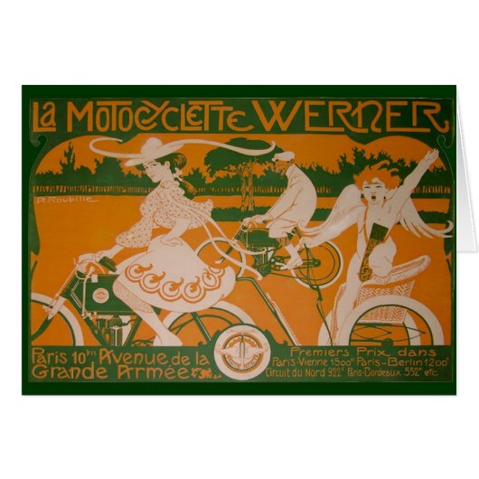 Vintage Woman Cycling with Cupid (Front Horizontal)