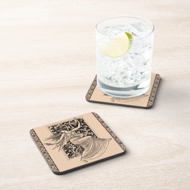 Vintage Woman Dancing Hard Plastic Coaster (Right Side)