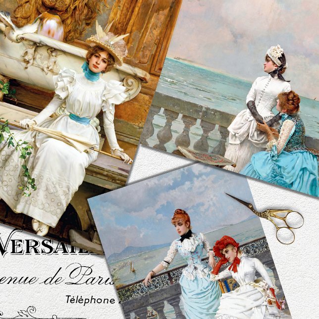 Vintage Woman Decoupage Wrapping Paper Sheet (Creator Uploaded)