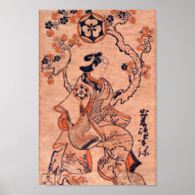 Vintage Woman Drawing Dekishima Hanya Seated on a