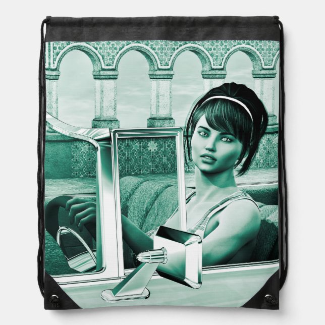 Vintage Woman Drawstring Bag (Front)