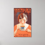 Vintage Woman Drinking Tea Painting Ad Canvas Print