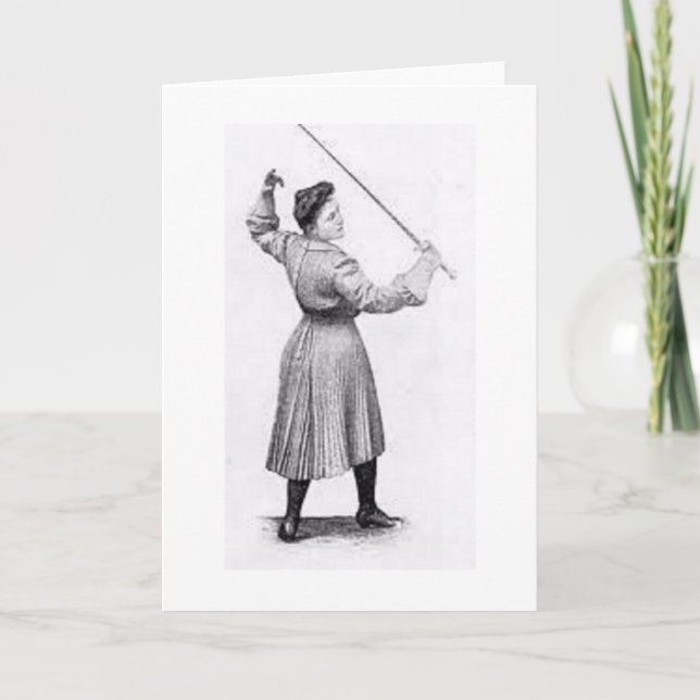Vintage Woman Fencer! Vintage Fencing Note Card (Front)