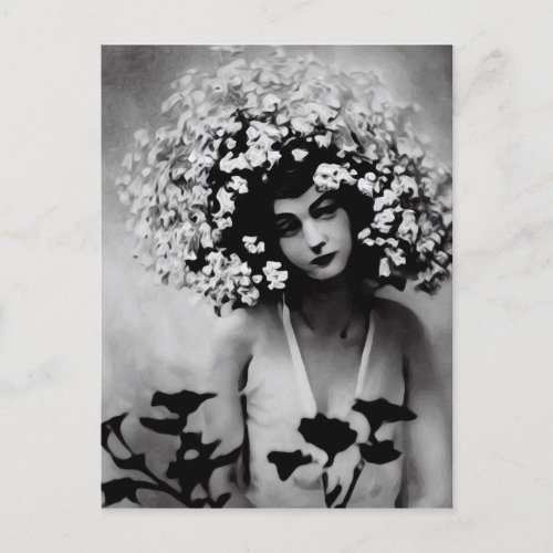Vintage Woman  Flowers Postcard
