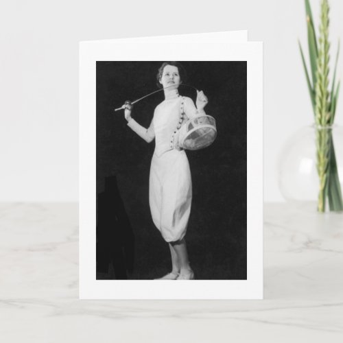 Vintage Woman Foil Fencer Note Card