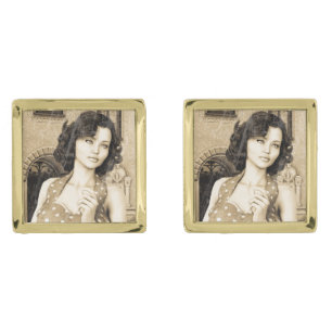 Vintage Woman Gold Cufflinks