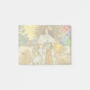 Vintage Woman Golden Sun: Leo Zodiac Collage Art Post-it Notes