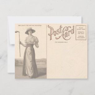 Vintage Woman Golfer Postcard