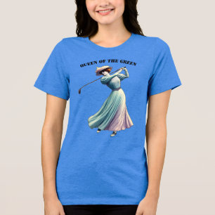 Vintage Woman Golfer Swinging the Golf Club URM Tri-Blend Shirt