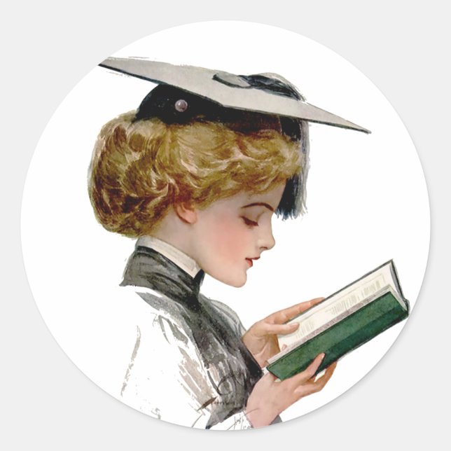 Vintage Woman Graduate Classic Round Sticker (Front)