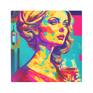 Vintage Woman Holding a Wine Glass Abstract Art