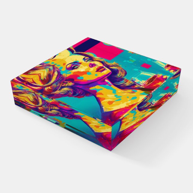 Vintage Woman Holding a Wine Glass Abstract Art Paperweight (Angled)