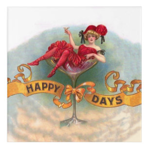 Vintage Woman in Champagne Glass Poster: 1900s Bar Acrylic Print