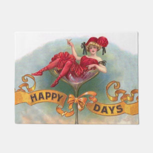 Vintage Woman in Champagne Glass Poster: 1900s Bar Doormat
