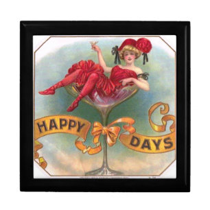 Vintage Woman in Champagne Glass Poster: 1900s Bar Gift Box