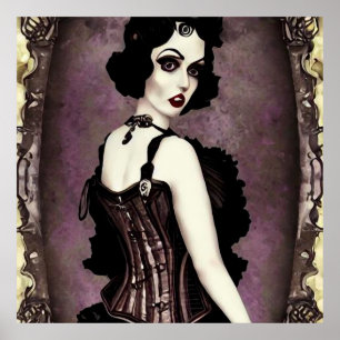 Vintage Woman in Corset Poster