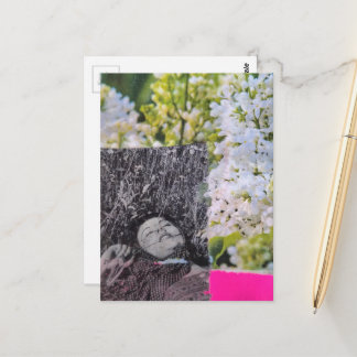 Vintage Woman in Flowers Collage Postcard