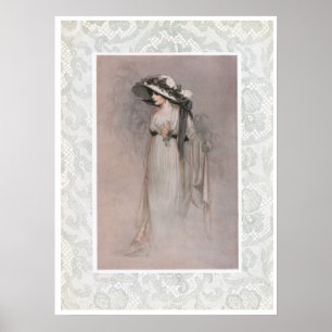 Vintage Woman in Hat Victorian Poster