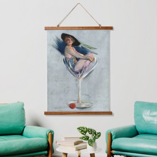 Vintage Woman In Martini Glass Hanging Tapestry