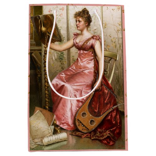 Vintage Woman in Pink Gown Medium Gift Bag