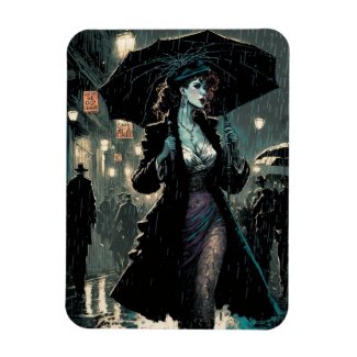 Vintage Woman in the Rain