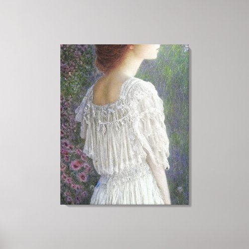 Vintage Woman In White Edwardian Painting Canvas Print