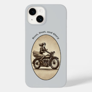 Vintage Woman Motorcycle Rider Wearing Goggles URM Case-Mate iPhone 14 Case