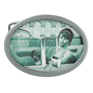 Vintage Woman Oval Belt Buckle