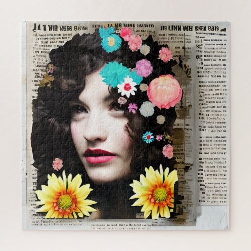 Vintage Woman Paper Collage Art Jigsaw Puzzle