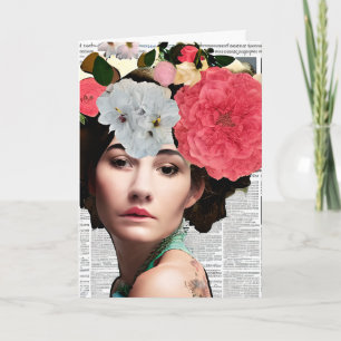 Vintage Woman Paper Collage Funny Friendship Card