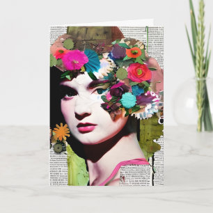 Vintage Woman Paper Collage Funny Friendship Card