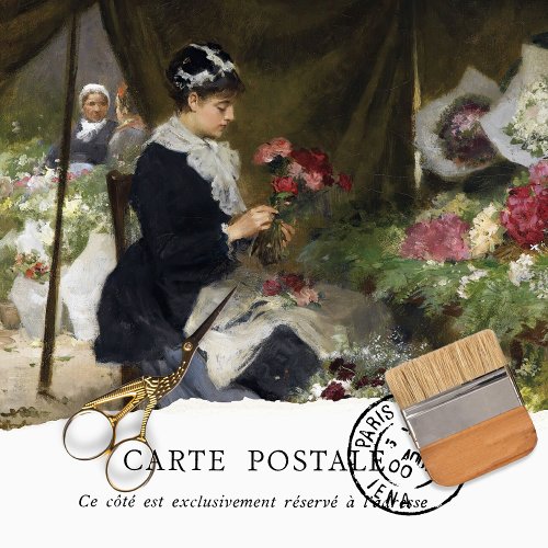 Vintage Woman Paris Flower Market Tissue Paper