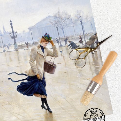 Vintage Woman Paris Scene Tissue Paper