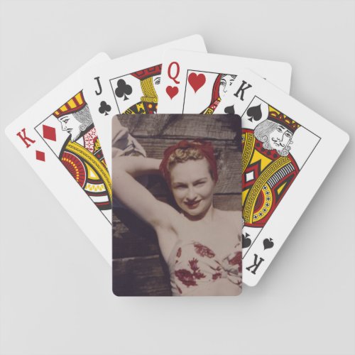 Vintage Woman Playing Cards