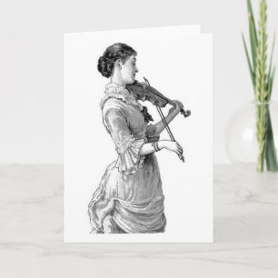 Vintage - Woman Playing the Violin, Card