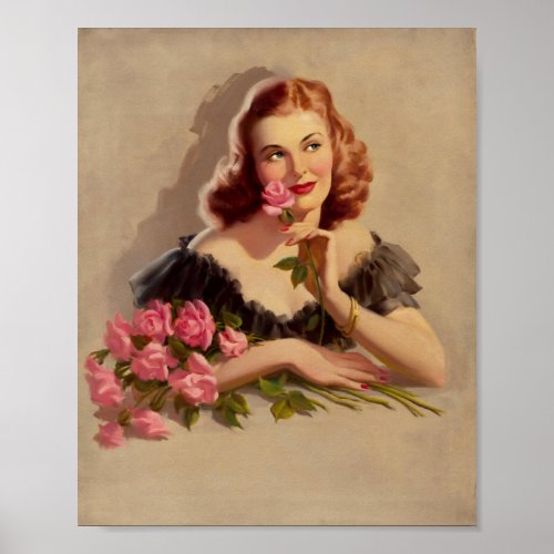 Vintage Woman Portrait Art Poster