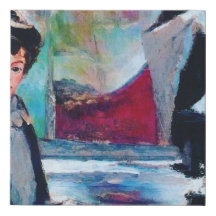 Vintage Woman Portrait with Abstract Background