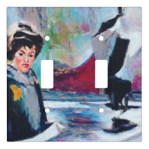 Vintage Woman Portrait with Abstract Background