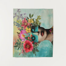 Vintage Woman Portrait with Flowers