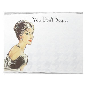 Vintage woman retro illustration sarcasm quote notepad