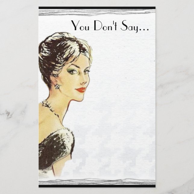 Vintage woman retro illustration sarcasm quote  stationery (Front)