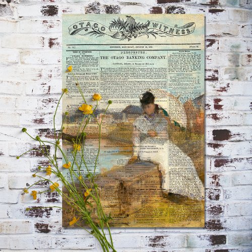 Vintage Woman Rustic Texture Distressed Decoupage Tissue Paper