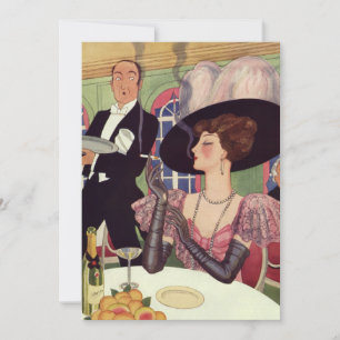 Vintage Woman Smoking Cigarette Drinking Champagne