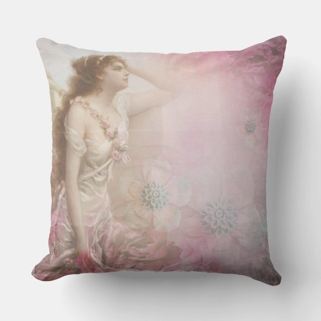 Vintage Woman Throw Pillow (Front)