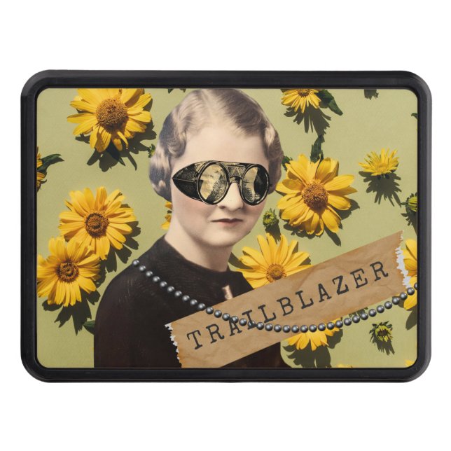 Vintage Woman Trailblazer Daisies Kitsch  Hitch Cover (Front)