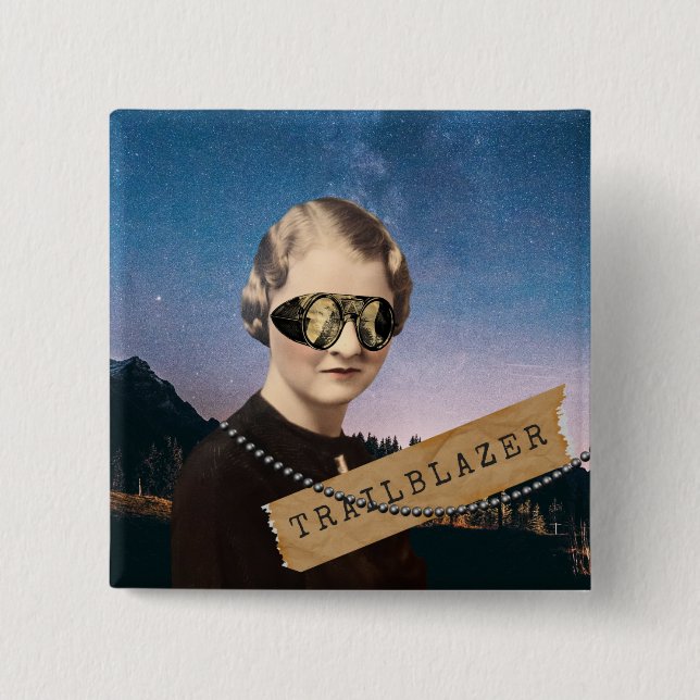 Vintage Woman Trailblazer Kitsch Altered Art  Button (Front)